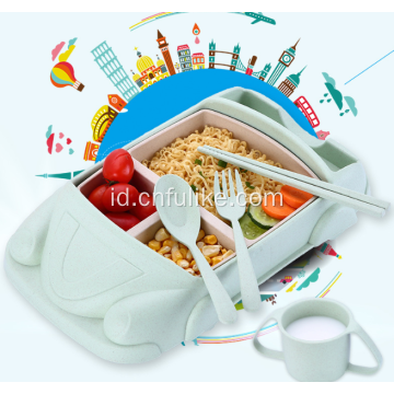 Set Peralatan Makan Bentuk Kartun Mobil untuk Bayi